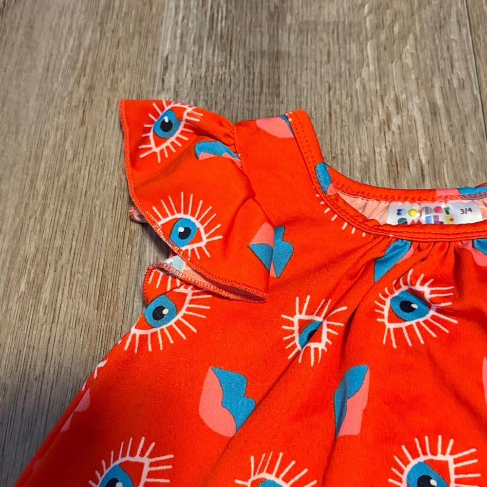 Dot Dot Smile Coral Red Graphic Dress